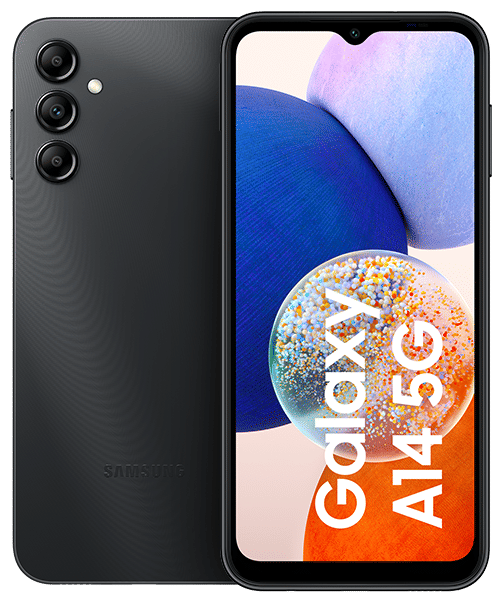 Samsung Galaxy A14 5G mit Vertrag günstig bei Sparhandy Samsung Galaxy A14 5G Front-Backansicht