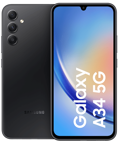 Samsung Galaxy A34 5G mit Vertrag günstig bei Sparhandy Samsung Galaxy A34 5G Front-Backansicht