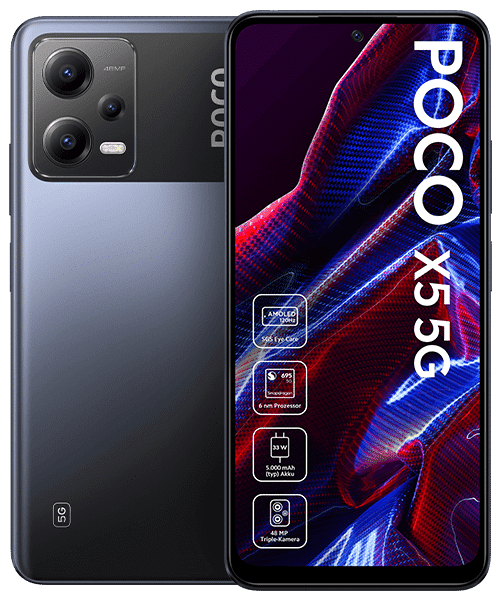 Xiaomi POCO X5 5G Front-Backansicht